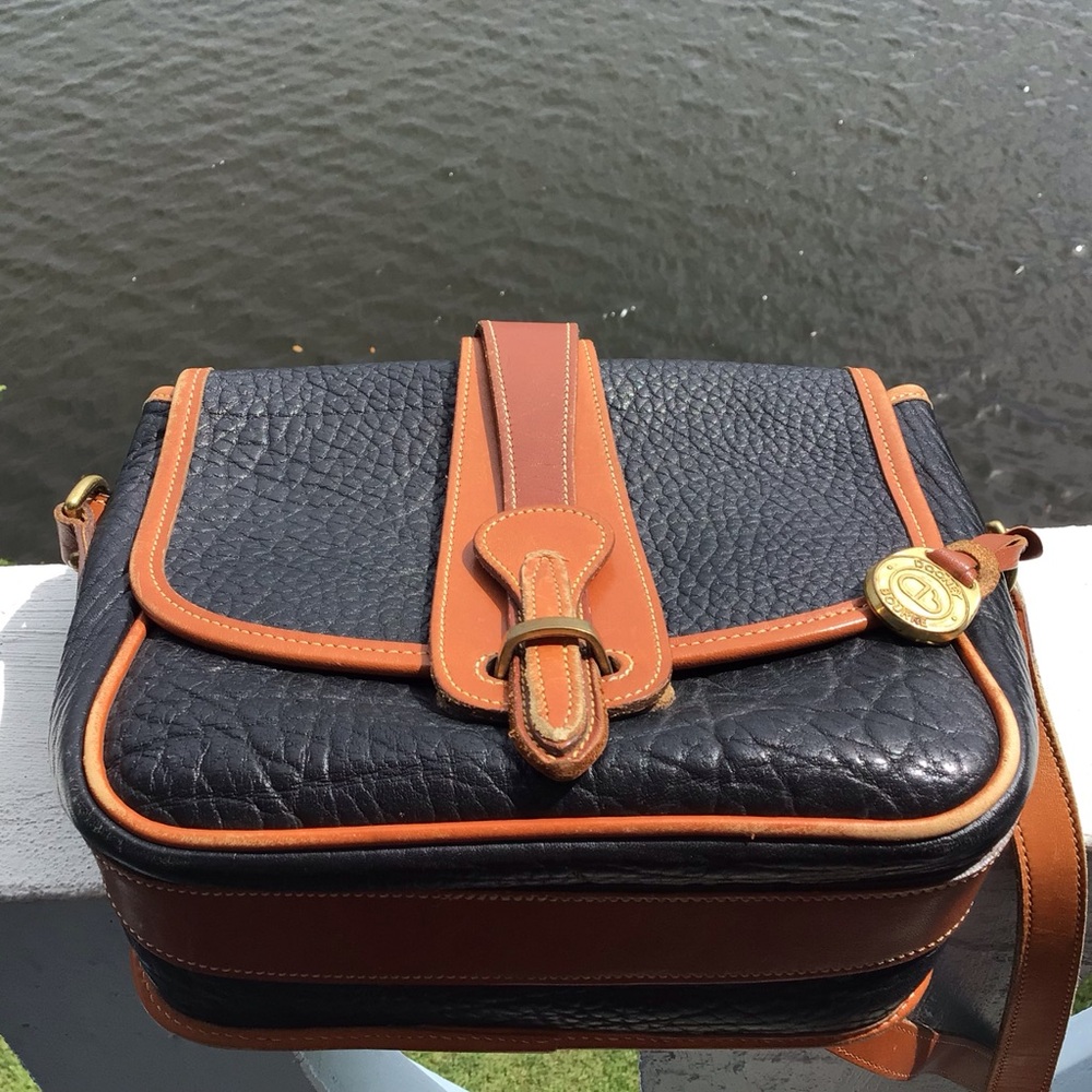 Dooney & Bourke All Weather Black Pebbled and British Tanned Leather Crossbody